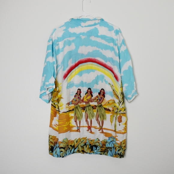 Vintage Palm Bay rainbow hula girl button up shirt - Picture 2 of 4